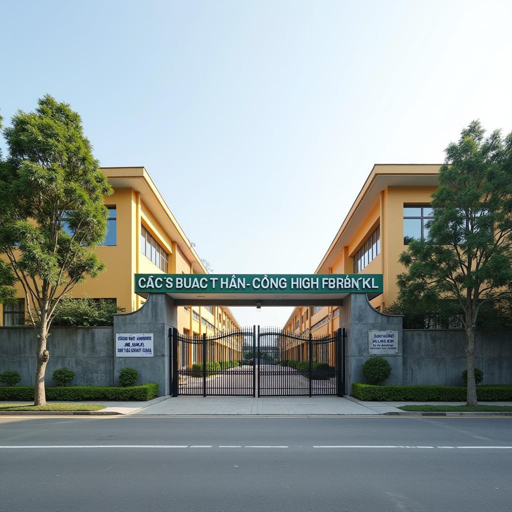 Hinh anh cong truong THPT Đội Cấn Vĩnh Tường tren QL 2C